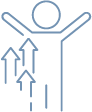 icon of a person raising their arms and arrows pointing up